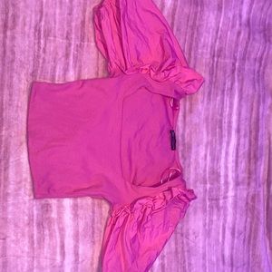 ZARA Pink Puffy Sleeve Crop